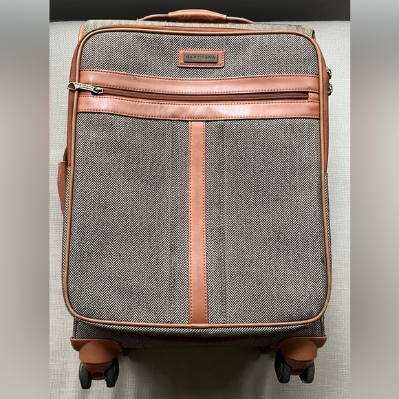 Hartmann Luxe brown herringbone luggage carry on suitcase - Picture 1 of 17